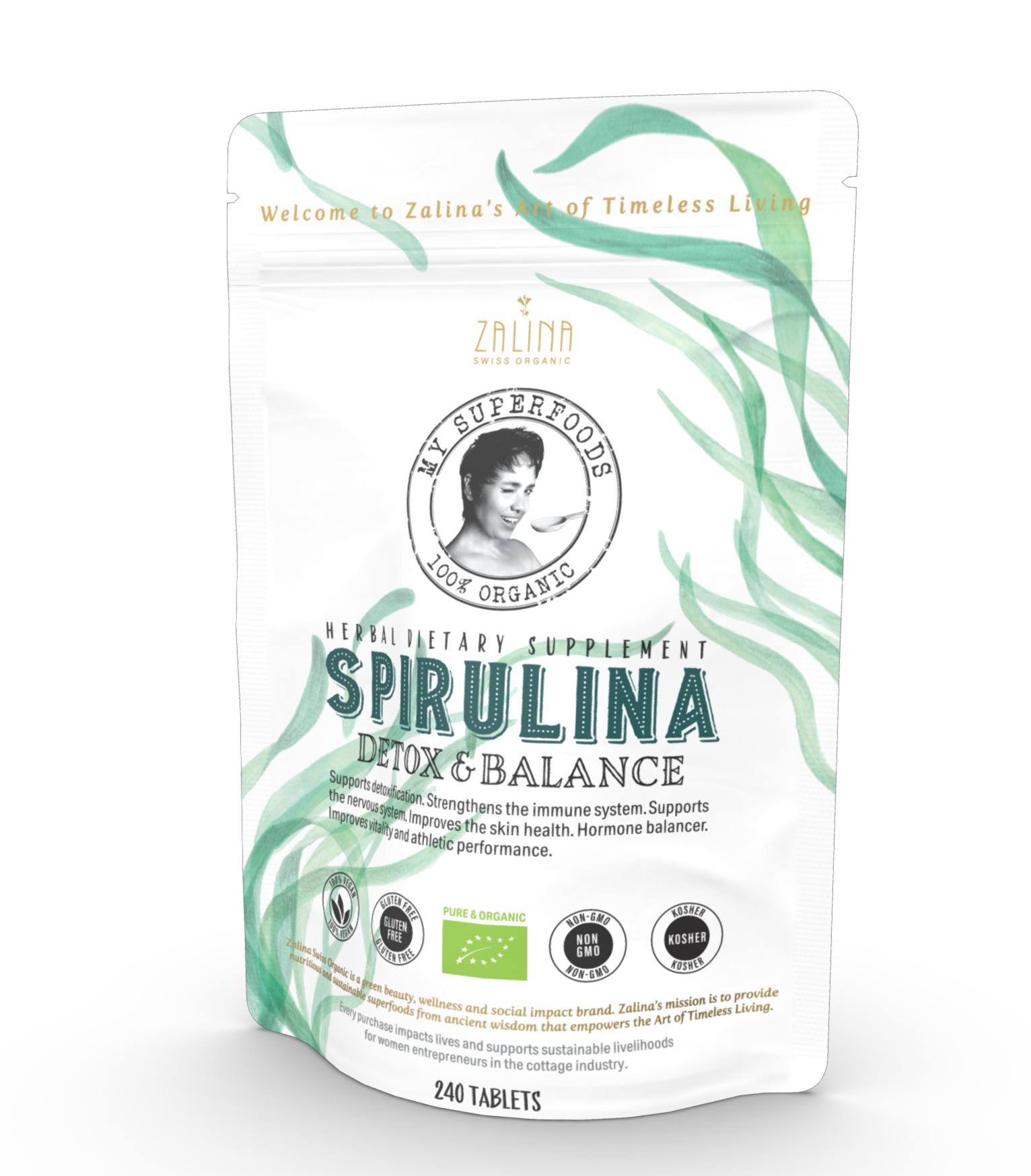 Organic Spirulina - Cleanse and Balance 240 Tablets, Vegan Organic Spirulina - Cleanse and Balance 240 Tablets, Vegan
