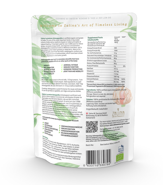 Organic Ashwagandha Ayurvedic - Anti-Stress Magic 200g, Vegan