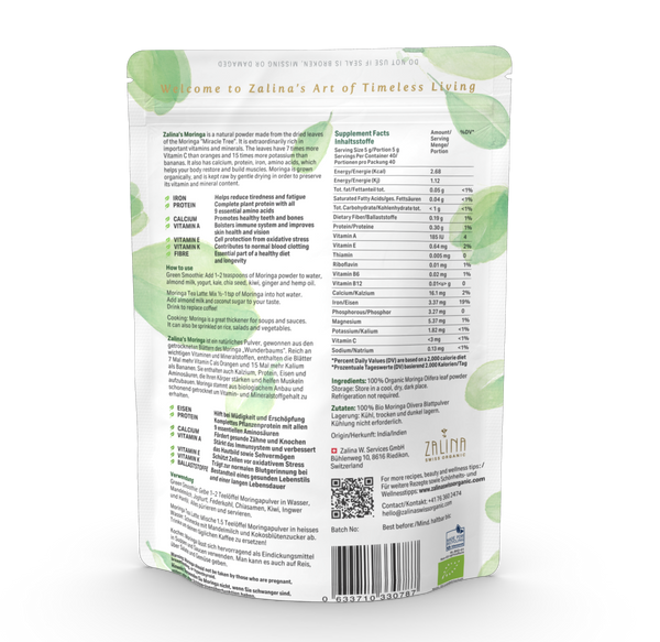 Organic Moringa Ayurvedic - The Miracle Tree 200g, Vegan